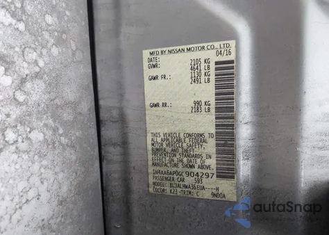 2016 Nissan Maxima 3.5 Platinum z USA, uszkodzony, nr VIN 1N4AA6AP0GC904297